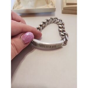 Heavy Chain Vintage Speidel Id Bracelet Micheal With Box